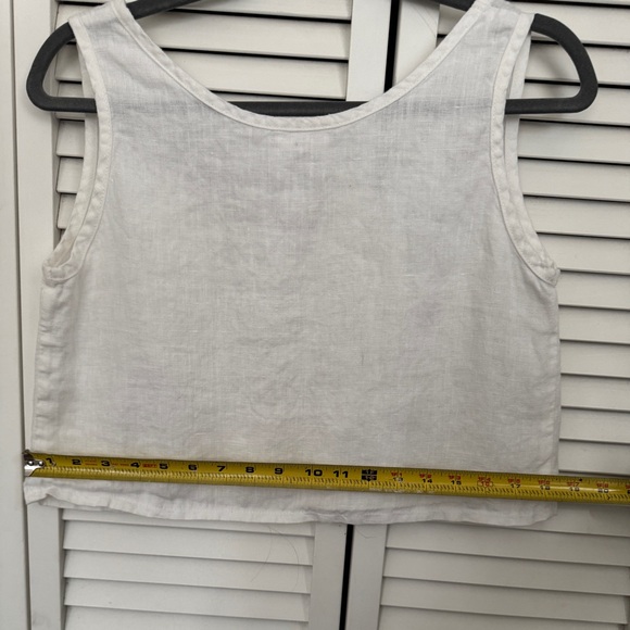 Not Perfect Linen Scoop Neck Tank - S - White - Picture 4 of 5
